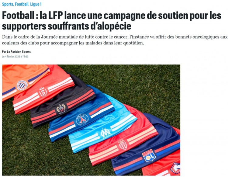 九游app-关怀抗癌球迷！法足联发起支持脱发球迷的活动，免费提供针织帽